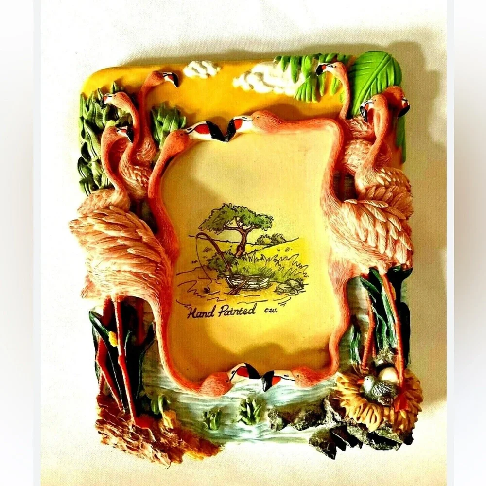 Photo Frame Flamingo 3D Colorful Holds 3-1/2